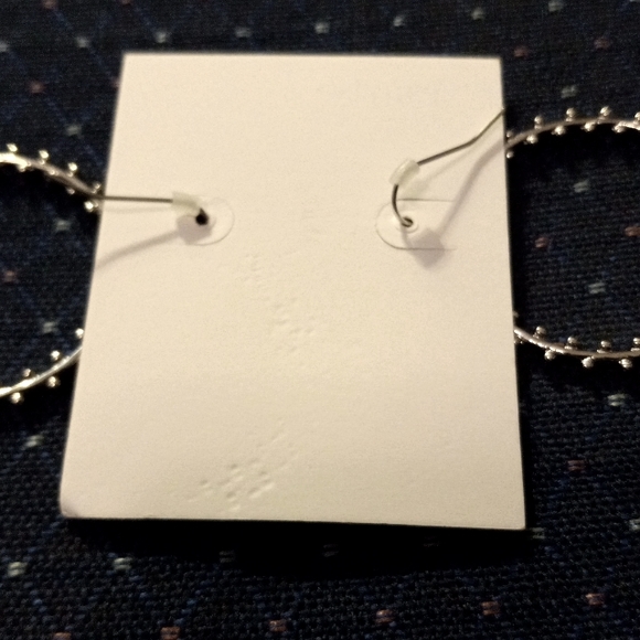 Marlyn Schiff, Silver Decorative Hoop Earrings - Picture 2 of 5